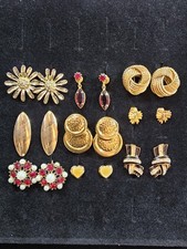 Vintage To Now Gold Tone Clip-on Earrings 9 Pairs Wearable Untested