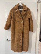 Women Brown/tan  Longline Teddy Coat Size M/L