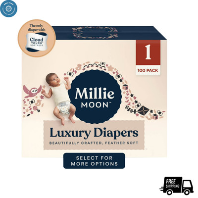 Ultra Soft Millie Moon Luxury Baby Diapers, Size 1, 100 Counts