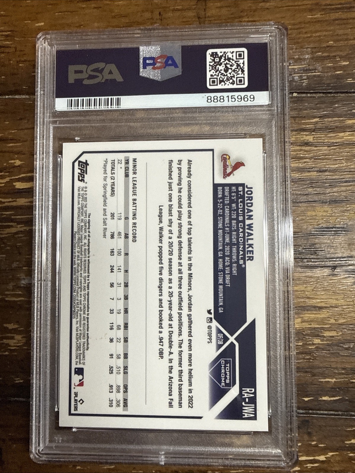 2023 Topps Chrome Jordan Walker Purple Refractor Auto /250 PSA 10 ππ₯ view 4