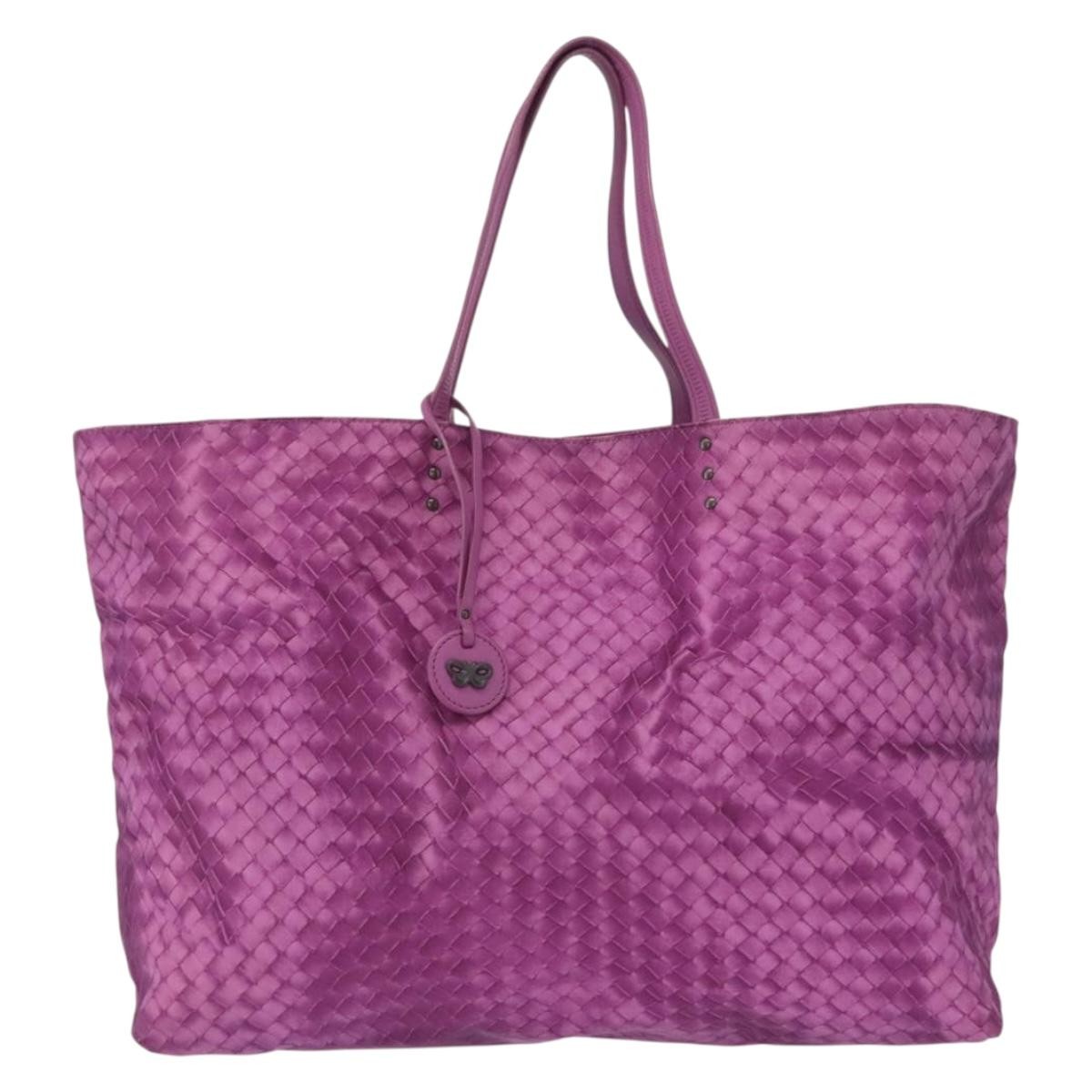 Bottega Veneta Intrecciolusion Tote Printed Nylon Purple Nylon Tote Bag Bag (Pre-Owned)