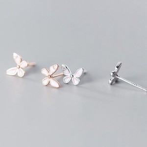 Authentic 18K rose gold plated Sterling Silver Butterfly Stud Earrings YCZ168