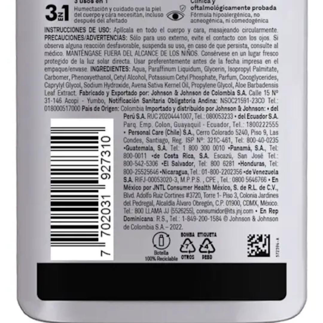 Men 3-in-1 Body, Face & Post Shave Lotion, Light Fragrance 13.5 Oz