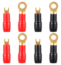 8Pcs 4 Gauge Spade Connectors, Copper Gold Plated O Ring  Y Fork Spade