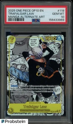 2025 One Piece OP10 En Manga Alternate Art #119 Trafalgar Law PSA 10 GEM MINT