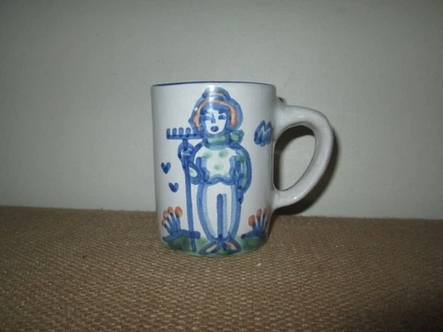 Vintage M. A. HADLEY Pottery Farmer 8 Oz Coffee Cups Mugs "The End"