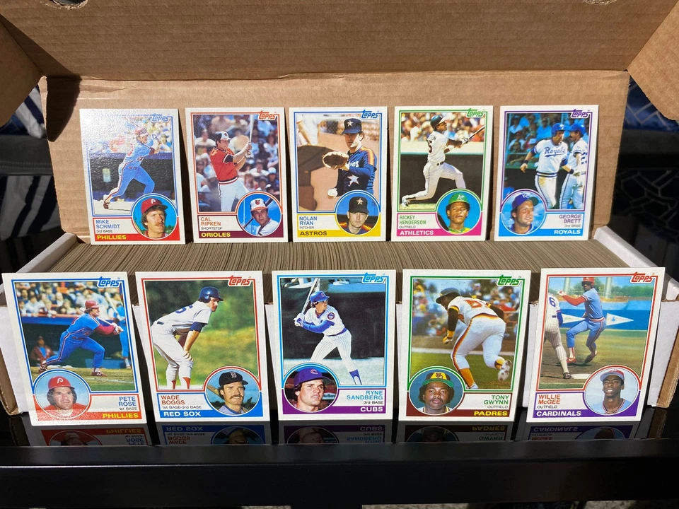 1983 TOPPS BELO CONJUNTO COMPLETO! (792 cards) Gwynn, Sandberg, Boggs RC's, Cal, Nolan - Imagem 2 de 4
