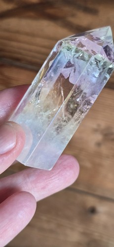 Rainbow Aura Fire and Ice Crackle Quartz Tower point Crystal 83g 10cm Pre-owned - Picture 18 of 20