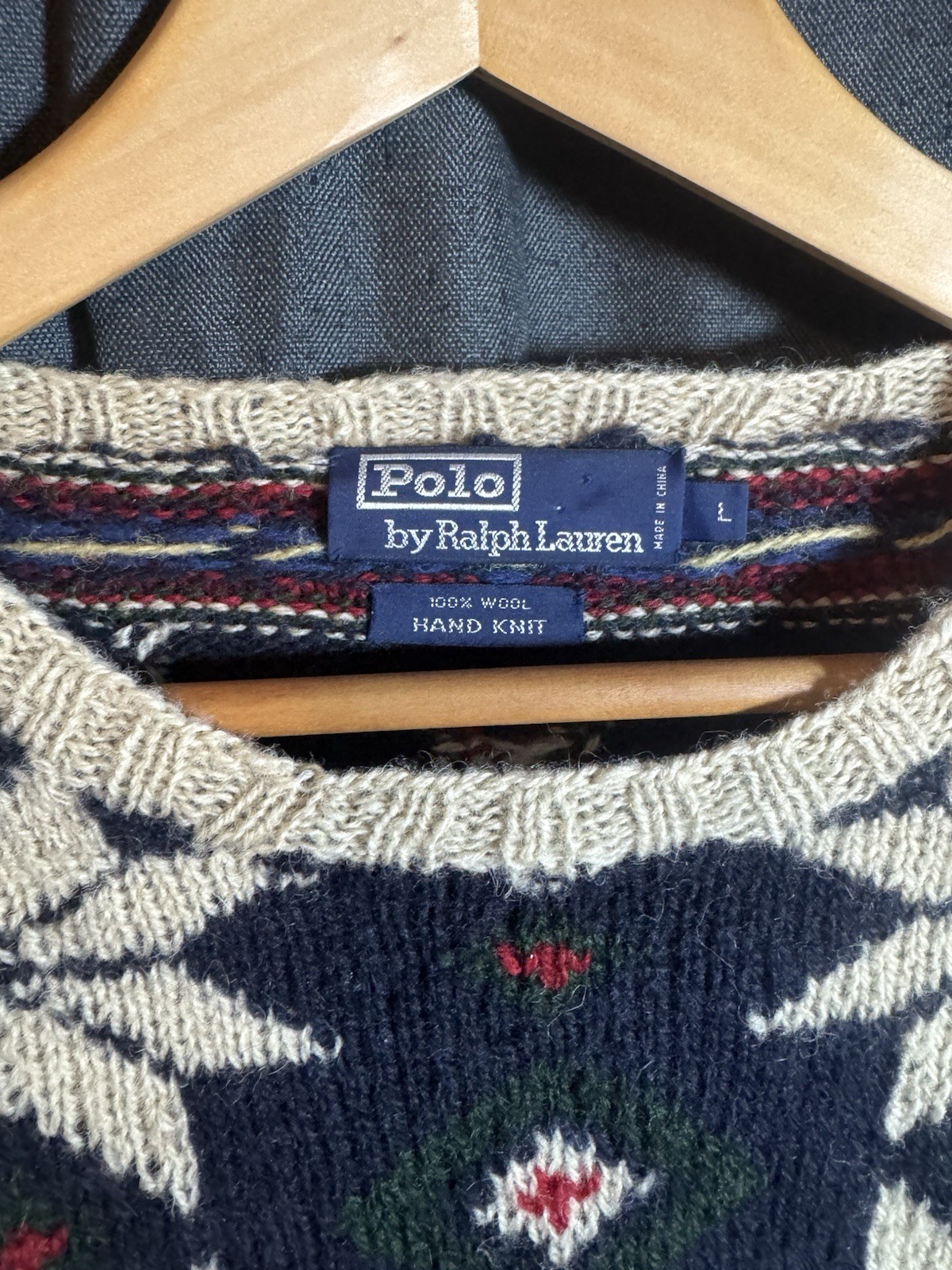 Vintage Polo Ralph Lauren  Mens Hand Knit Sweater , Size L