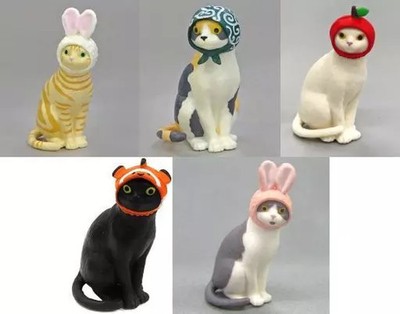 Cute Cat Headpiece Mini Figure Set All 5 Types Collectible Toy
