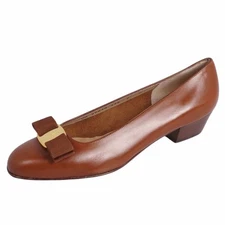 Salvatore Ferragamo PUMPS Vara Leather HEELS Womens 7C (24.5cm) Used MOLO-0