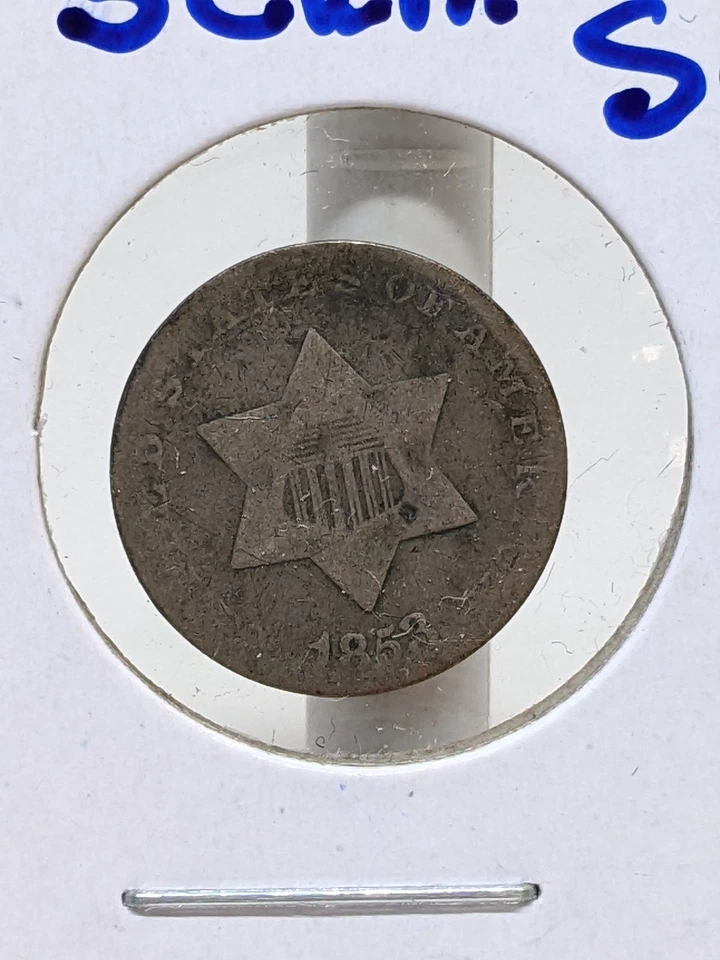 1853 US 3 Cent Silver Trime G/AG Condition #985 - Image 2 of 4