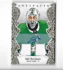 2025-26 Upper Deck Artifacts Gold Material Autograph #143 Jake Oettinger 13/65