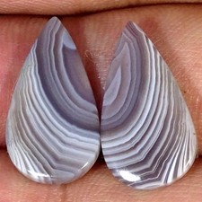 12.00Cts Natural Botswana Pair Agate Pear Cabochon Gemstone 11X20X3MM