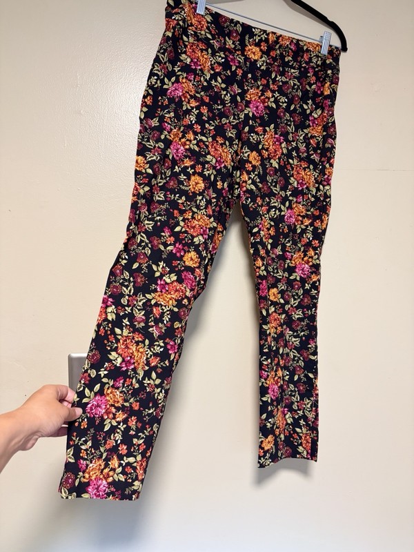 Counterparts Floral Pants Size 12 Pull On Comfort Stretch Casual Career Boho