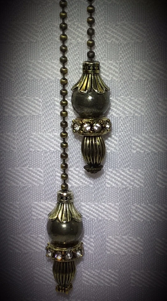 Piedra preciosa de pirita genuina de latón dorado antiguo artesanal con pedrería abanico tirador Foto 2 de 3