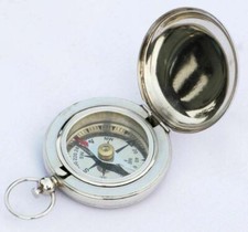 Lot of 10 PCs Brass Imperial Nickle Finish Push Button Collectible Compass Gift