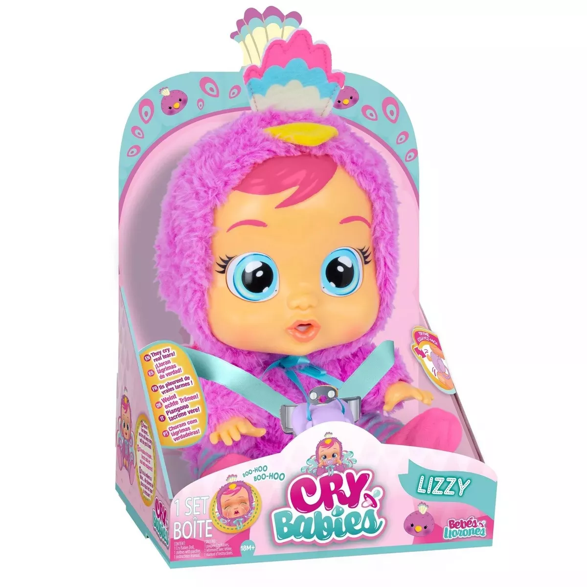 Cry Babies Lizzy Baby Doll Peacock cries real tears realistic baby sounds