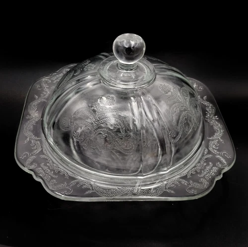 Vintage Indiana Glass Federal Madrid Clear Glass Lidded Butter Dish