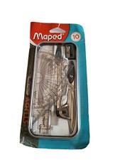 Maped Geometry Kit 10 Piece Set, Metal Study Compasses, Triangles