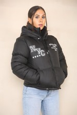 Ladies/girls Hooded Nyc Thick Padded Puffer Short Jacket With Long Sleeves