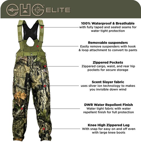 Paramount EHG Elite Piedmont Waterproof Convertible Camo Hunting Bib Pants - Picture 6 of 7