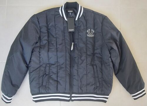 True Religion Jet SCHWARZ vertikale gesteppte Shell Jacke Herren Größe XL $ 199 neu - Bild 2 von 3