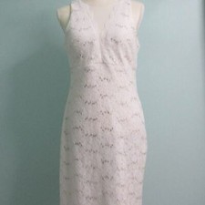 NIGHTWAY Sleeveless Lace Sheath Mini Dress with Illusion Detail-Ivory-10-NWT