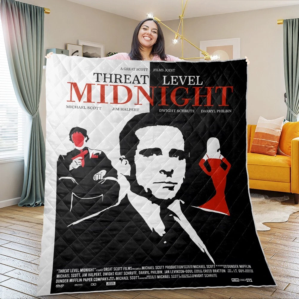 Threat Level Midnight Quilts, The Office Quilts Blanket Soft and Cozy Luxury