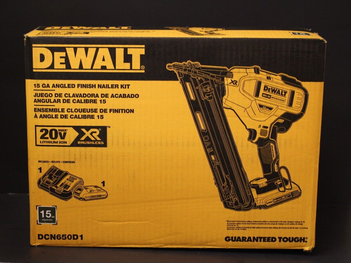 (RI1) DeWalt DCN650D1 15Ga. Angled Finish Nailer Kit *NEW* eBay