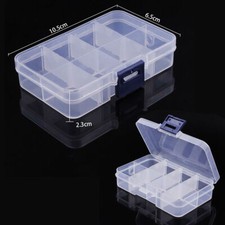 5pcs 8 Grids Rectangle Plastic Transparent Containers Storage Case Organizer