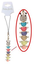 Crystal Cute Caterpillar Phone Charm Strap Keychain Gift Gold Tone