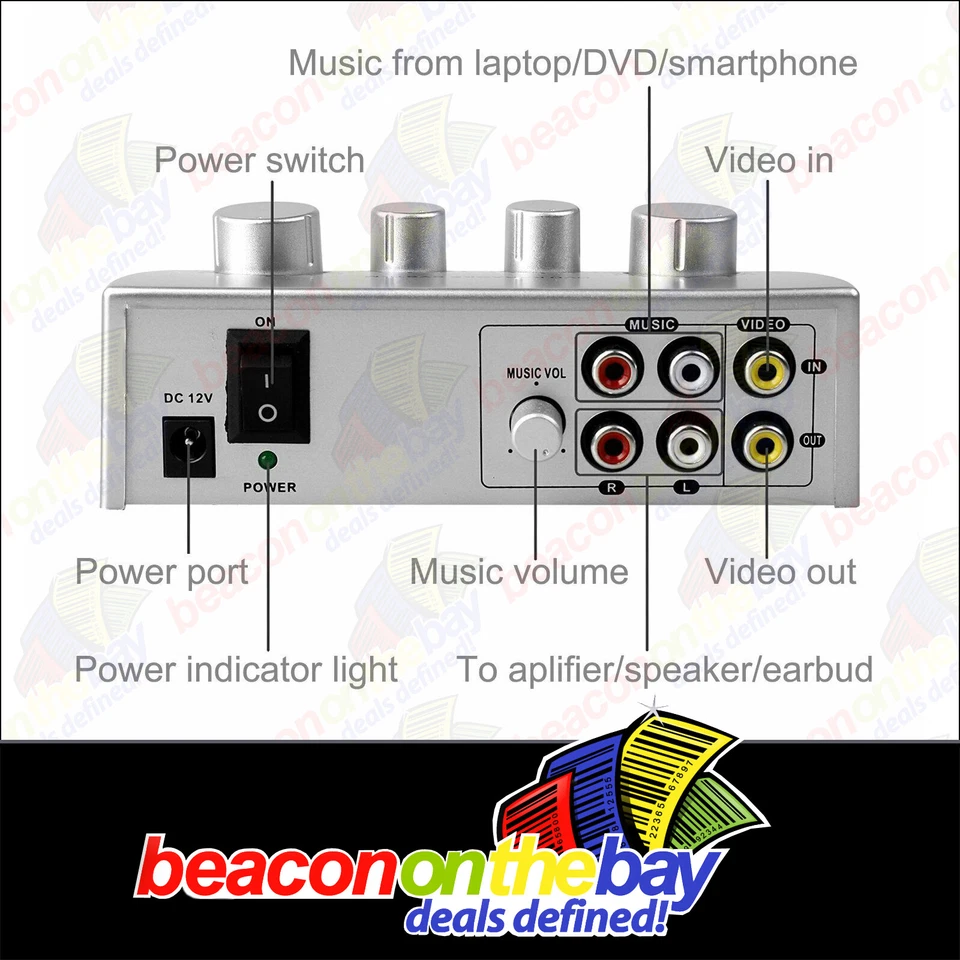 Karaoke Mixer Echo Effects MIC Microphone Pre-amplifier for Home Theater System  - Image 3 of 4