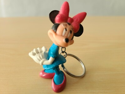 Minnie Mouse Key Ring Chain with Blue Dress and Pink Bow 2 3 