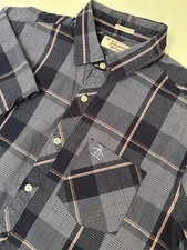 Original Penguin By Munsingwear Men s L Heritage Slim Fit Blue Plaid S/S