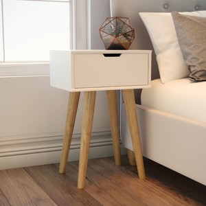 White Retro Bedside Table Vintage Bedroom Furniture ...