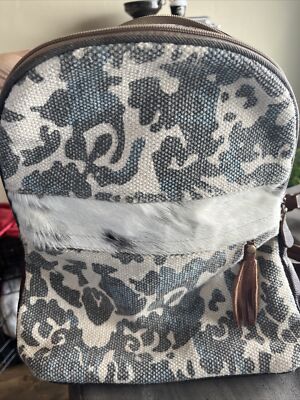 Myra Bag Beige and Gray Patterned Backpack 93c7ae7e-56ae-4001-a894-  main image 4