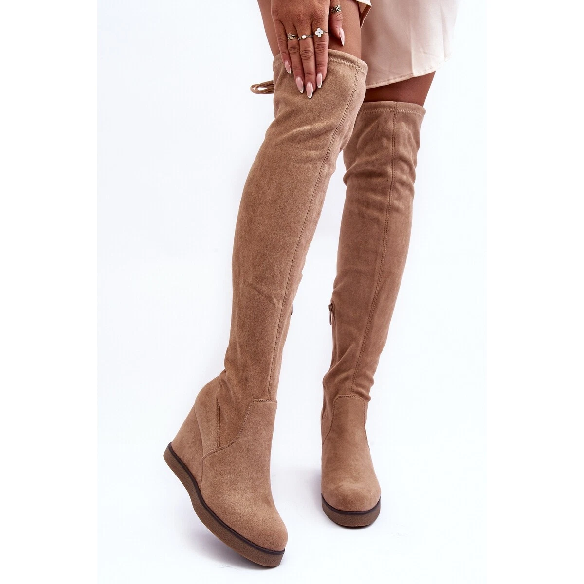Botas altas online ante beige