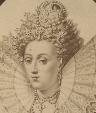 ELIZABETH I, QUEEN OF ENGLAND. CDV OF ARTWORK. PARIS, FRANCE.