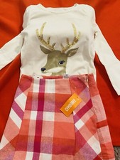Gymboree Skirt Shades Of Pink Set With Long Sleeve Deer Logo Top Sz 5
