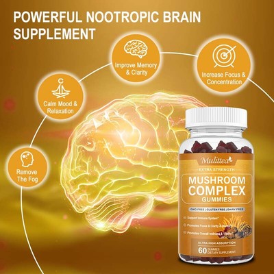 SOOL 4 Mushroom Complex Gummies 2000mg 60pcs Chaga Reishi Shiitake Lions Immune | UK - View #5