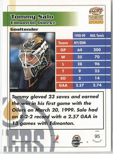 Paramount 1999-00 fecha de estreno #95 Tommy Salo/50 - Imagen 2 de 2