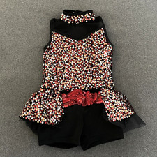 Weissman Girls Dance Costume Red Black Sequin SC Small Child 13335 Tap Man Eater