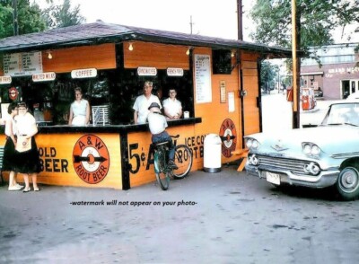 A&W Root Beer Burger Joint PHOTO Vintage Diner Soda Fountain Drive
