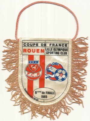 Fanion Kodokan – FC Rouen Vs Lille LOSC – 8e Coupe De France 1985 – 10x9 Cm