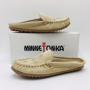 minnetonka suede moccasin mule with studs