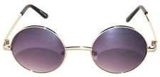 METAL ROUND SUNGLASSES GREY LENS 43 MM SILVER FRAME ONE PAIR