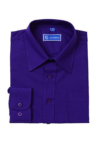 Boys Dress Shirt Long Sleeve Solid School Uniform Size 4-20 Formal Wedding New - Picture 10 of 17