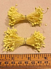 Vintage Millinery Flower Stamen 2 bunch Lot Yellow tips on both ends Y254a