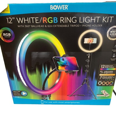 Bower 12-inch LED White & RGB Ring Light Studio Kit w/ Special Effects & Tripod